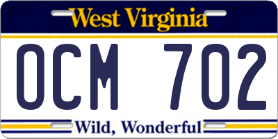 WV license plate OCM702