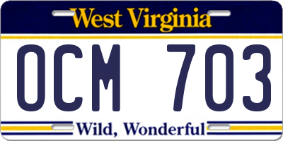 WV license plate OCM703