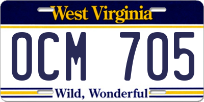 WV license plate OCM705