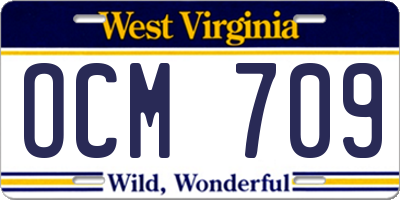 WV license plate OCM709