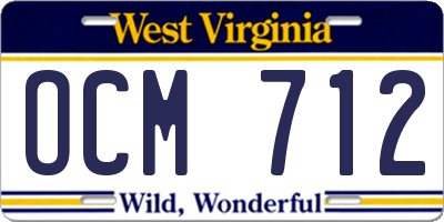 WV license plate OCM712