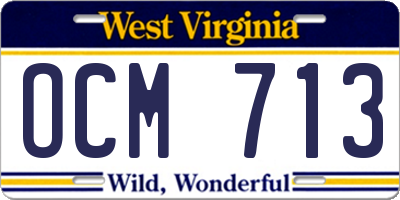 WV license plate OCM713