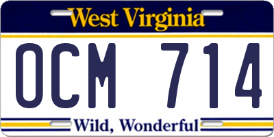 WV license plate OCM714