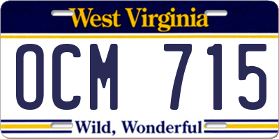 WV license plate OCM715