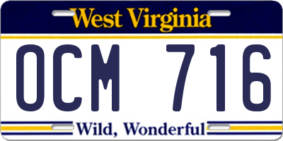 WV license plate OCM716