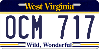 WV license plate OCM717