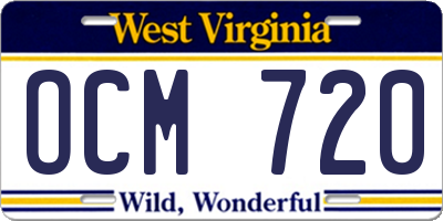 WV license plate OCM720