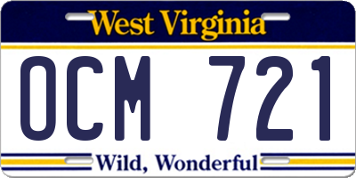 WV license plate OCM721