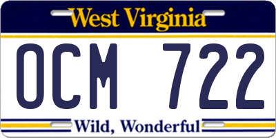 WV license plate OCM722