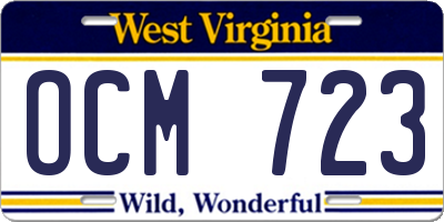 WV license plate OCM723