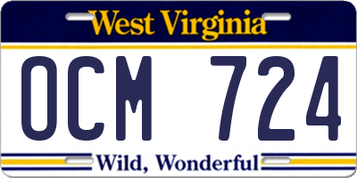 WV license plate OCM724