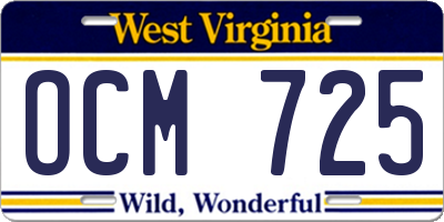 WV license plate OCM725