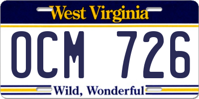 WV license plate OCM726