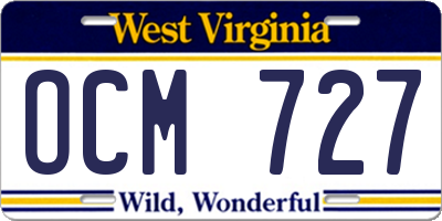 WV license plate OCM727