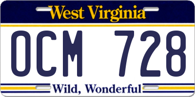 WV license plate OCM728