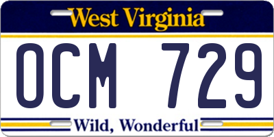 WV license plate OCM729