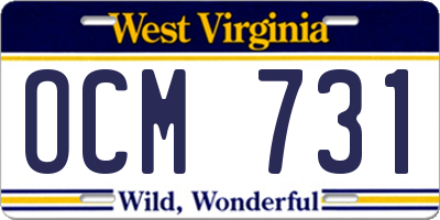 WV license plate OCM731