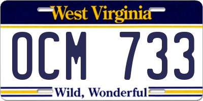 WV license plate OCM733