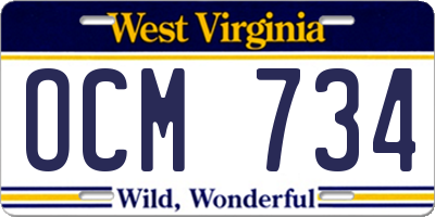 WV license plate OCM734