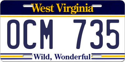 WV license plate OCM735