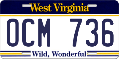 WV license plate OCM736