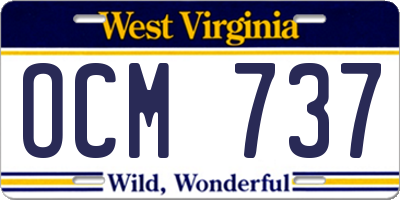 WV license plate OCM737