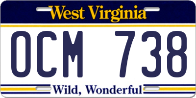WV license plate OCM738