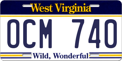 WV license plate OCM740