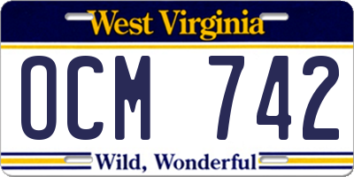 WV license plate OCM742