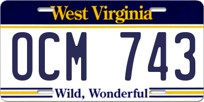 WV license plate OCM743