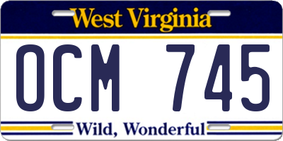 WV license plate OCM745