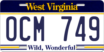 WV license plate OCM749