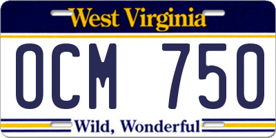 WV license plate OCM750