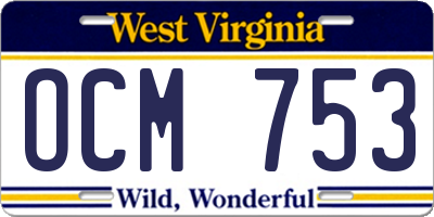 WV license plate OCM753