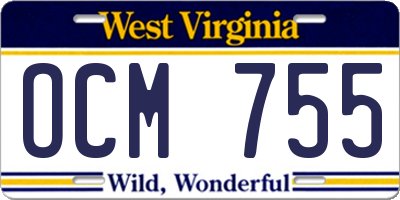 WV license plate OCM755