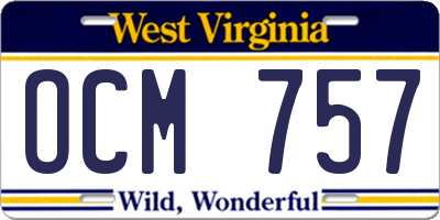 WV license plate OCM757