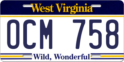 WV license plate OCM758