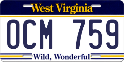 WV license plate OCM759