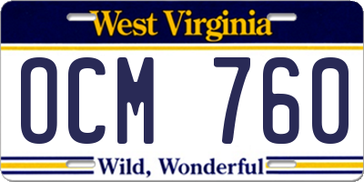 WV license plate OCM760