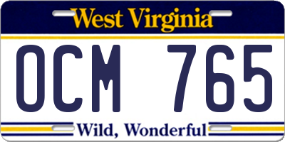 WV license plate OCM765