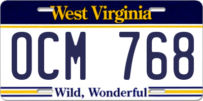 WV license plate OCM768