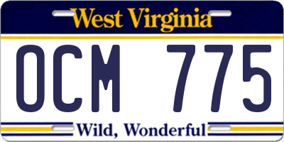 WV license plate OCM775
