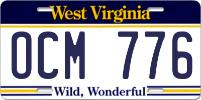 WV license plate OCM776