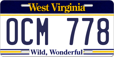 WV license plate OCM778
