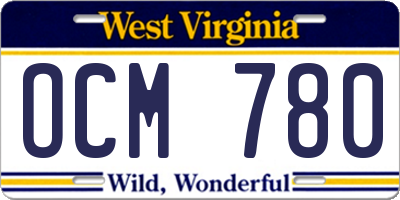 WV license plate OCM780