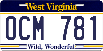 WV license plate OCM781