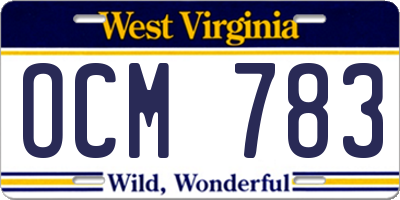 WV license plate OCM783