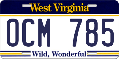 WV license plate OCM785
