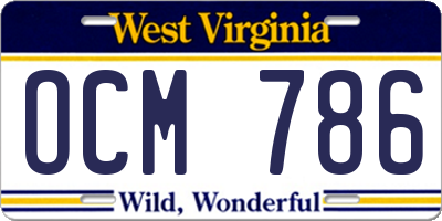 WV license plate OCM786