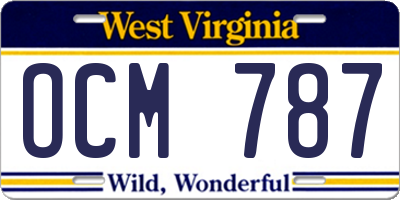 WV license plate OCM787